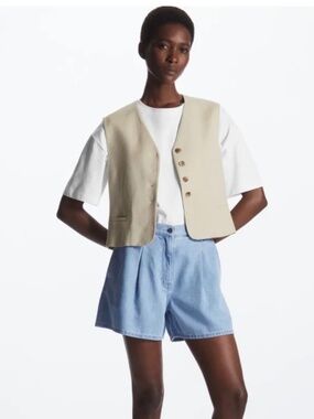 COS Pleated Denim Shorts
